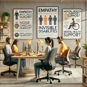 DALL·E 2024-10-29 11.01.21 - A calm and inclusive workspace designed to support individuals with invisible disabilities, featuring a diverse group of employees working comfortably